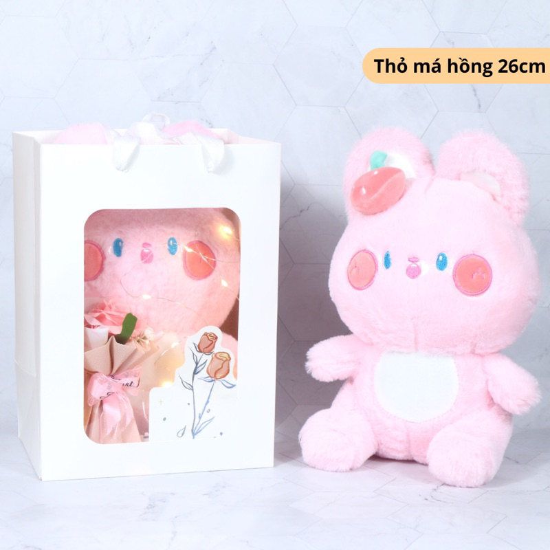 Sét quà Tặng Hoa và Gấu bông kèm đèn nháy