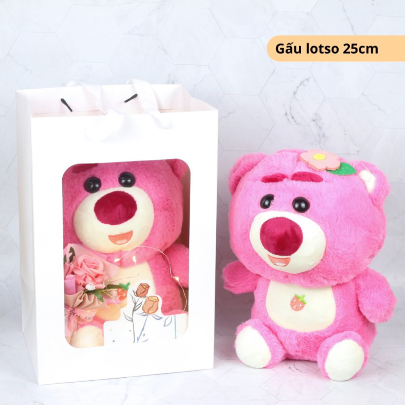 Sét quà Tặng Hoa và Gấu bông kèm đèn nháy