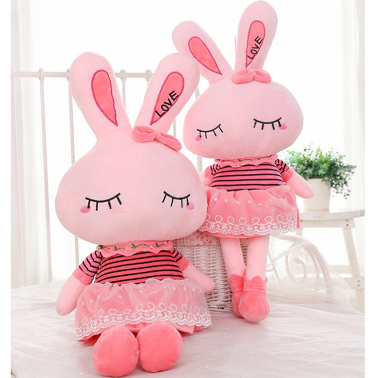 Gấu Bông Thỏ Love Hồng Váy Ren Dễ Thương Cho Bé