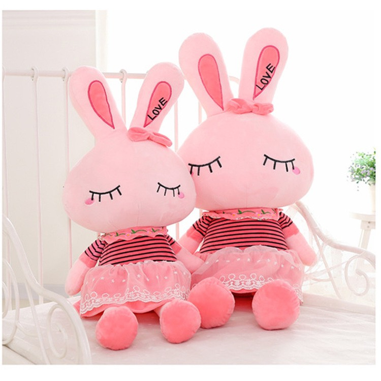 Gấu Bông Thỏ Love Hồng Váy Ren Dễ Thương Cho Bé