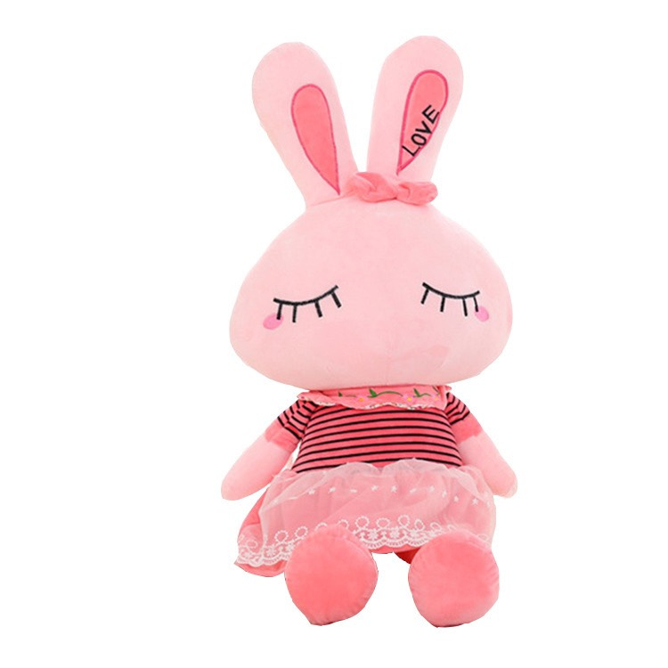 Gấu Bông Thỏ Love Hồng Váy Ren Dễ Thương Cho Bé