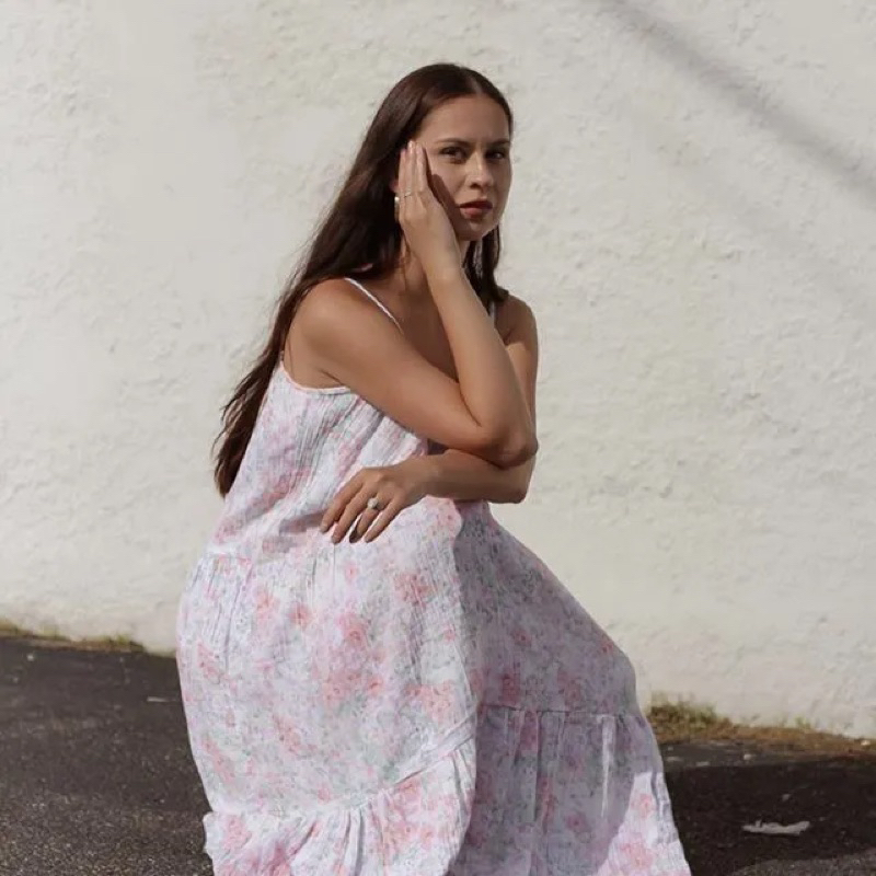 Thanh lý pass váy maxi yếm muslin HM auth chính hãng new 95% size S