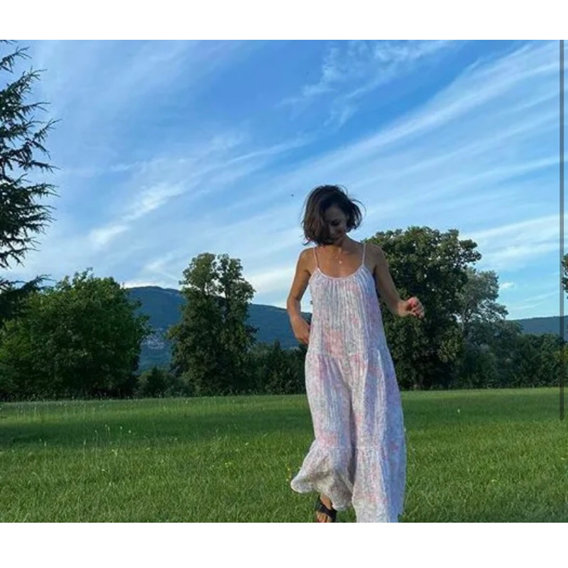 Thanh lý pass váy maxi yếm muslin HM auth chính hãng new 95% size S