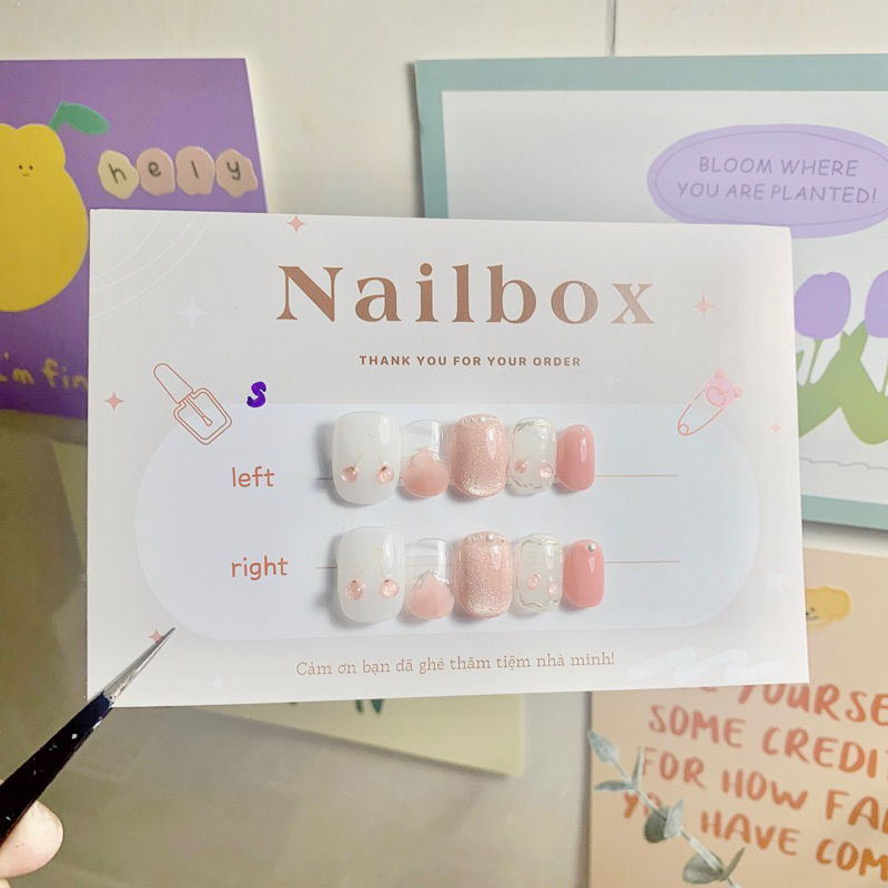Nailbox Hely - Móng tay giả mắt mèo quả chery thạch hồng nâu