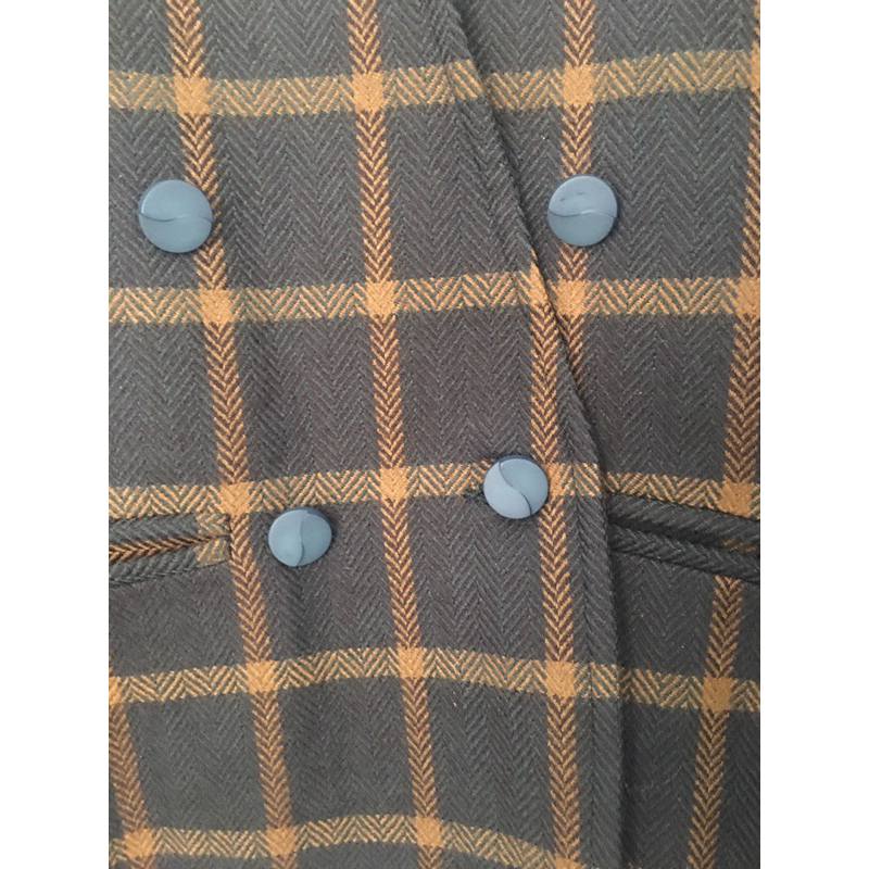 Áo Vest dạ không cổ hoạ tết caro màu xanh lá cây size tag 11