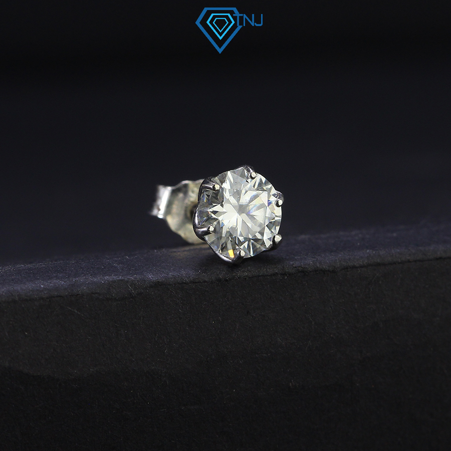 Khuyên tai kim cương Moissanite 6mm cá tính kiểm định GRA, trang sức cao cấp xi kim không gỉ BTAM0008 - Trang Sức TNJ