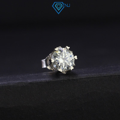 Khuyên tai Moissanite 6ly xi bạch kim kèm thẻ tra cứu đá, trấu đá cao phong cách cá tính BTAM0009 - Trang Sức TNJ