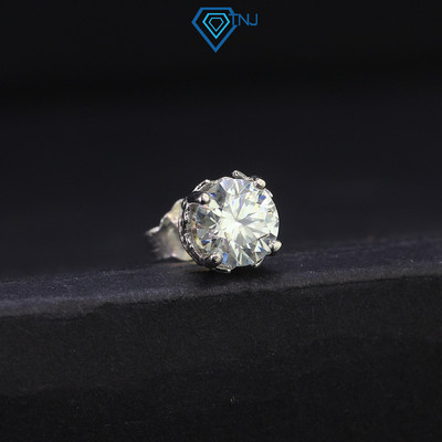 Bông tai nam Moissanite 6ly xi kim kèm thẻ tra cứu đá hoa văn tinh xảo lịch lãm sang trọng BTAM0010 - Trang Sức TNJ