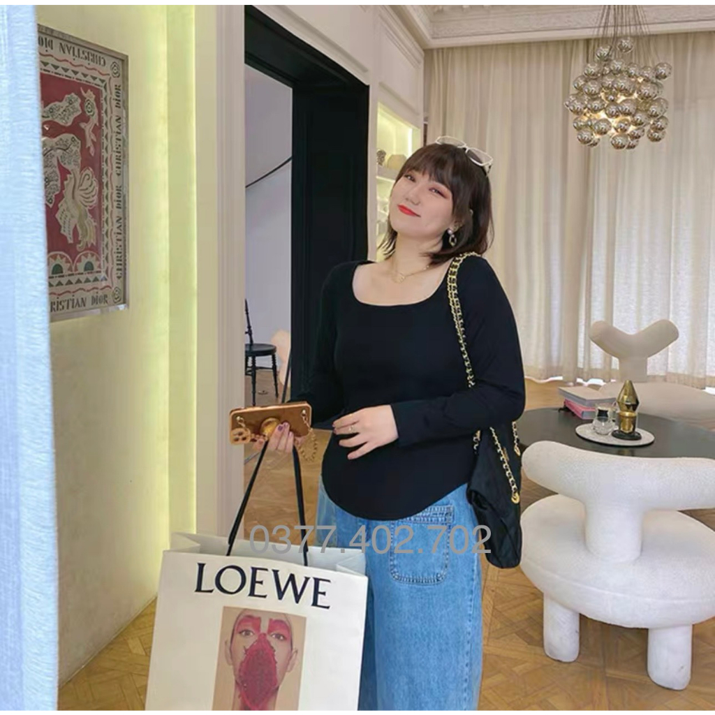 Áo dài tay cổ thuyền nữ bigsize, Áo dài tay vạt bầu bigsize từ 40-95kg, Áo dài tay cotton co dãn bigsize.store99