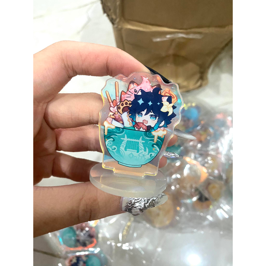 Mô Hình GACHA Standee Nhân Vật Genshin Impact Acrylic Mica ver đồ ăn trang trí bàn học