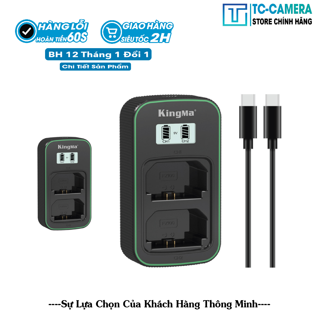 Dock Sạc Đôi Sony FZ100 Kingma v5  . BH 12 Tháng