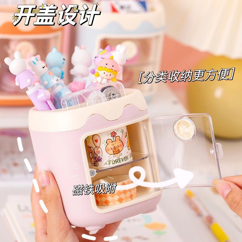 Hộp Đựng Bút Màu nhiều Ngăn Kèm Hình dán Hoạt Hình Dể Thương