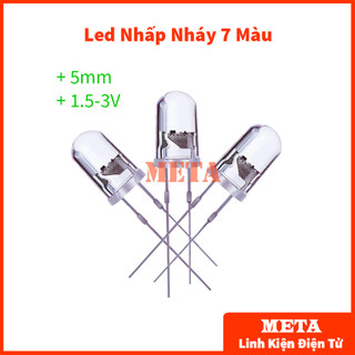 Led nhấp nháy 7 màu 5mm 1.5-3v, led tự đổi màu nhấp nháy, led 7 màu 2 chân