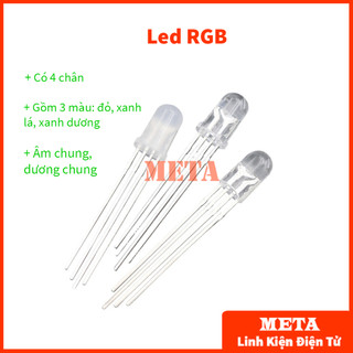 Led RGB Siêu Sáng 4 chân 3 màu đỏ, xanh lá, xanh dương 5mm âm chung, dương chung
