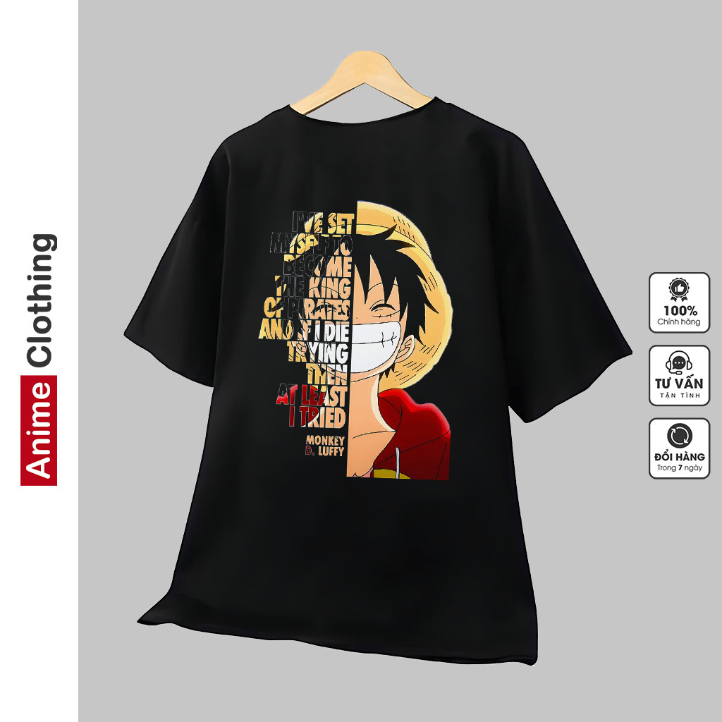 Áo thun One Piece Luffy 27 Anime Clothing, áo phông unisex nam nữ màu đen cotton, vải dày dặn, mặc thoáng mát