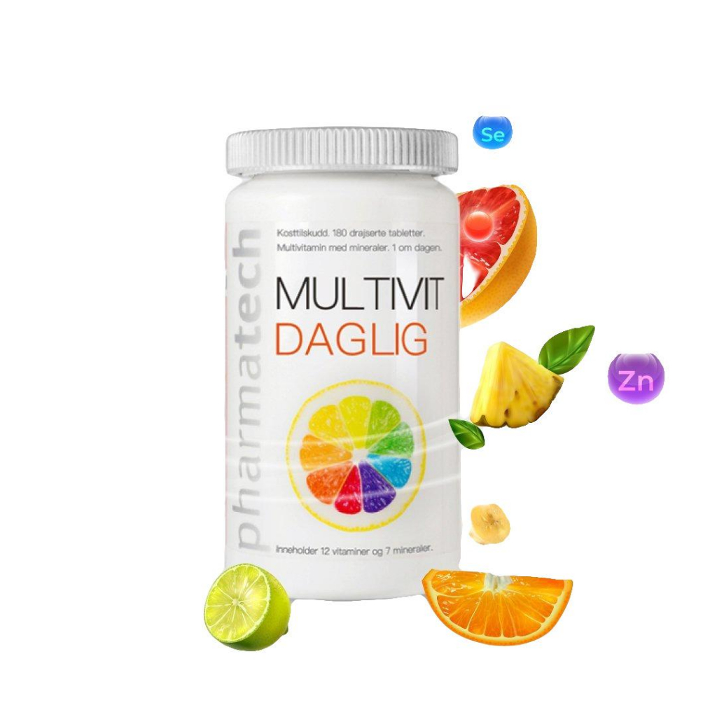Viên nang bổ sung vitamin và khoáng chất Pharmatech Multivit Daglig lọ 180 viên
