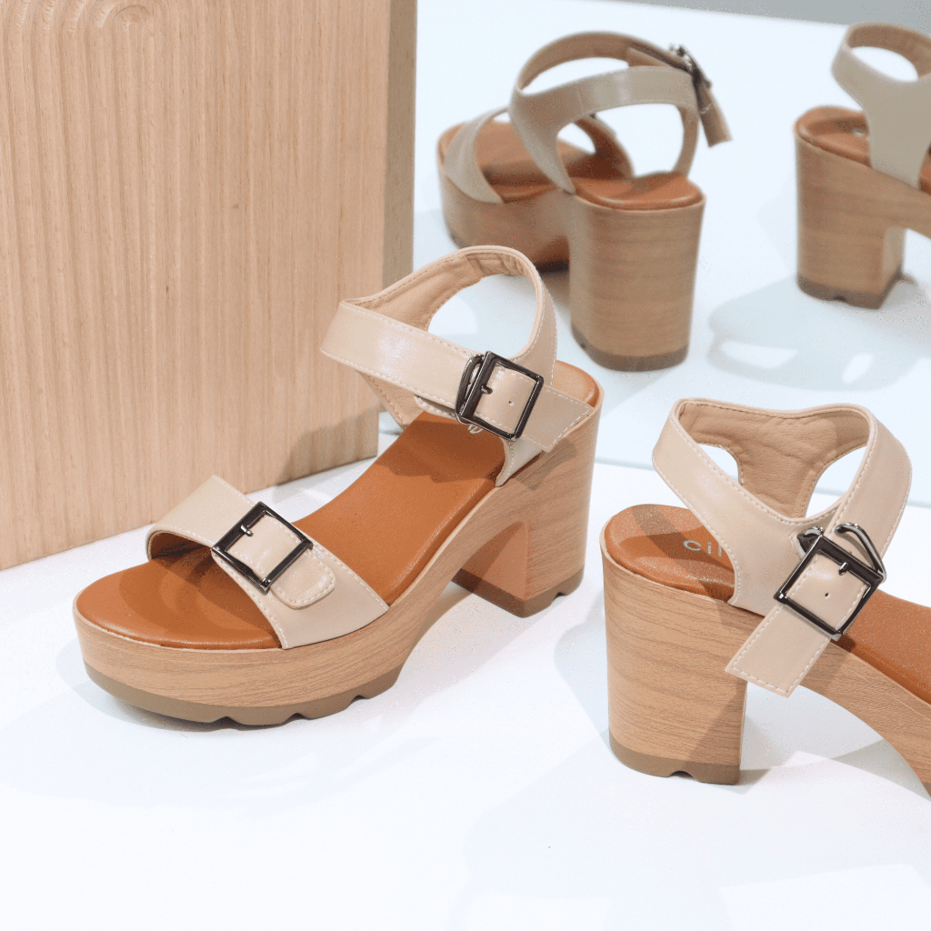 Giày sandal nữ đế thô cao 8cm đúp mũi 3cm siêu nhẹ êm chân 1031