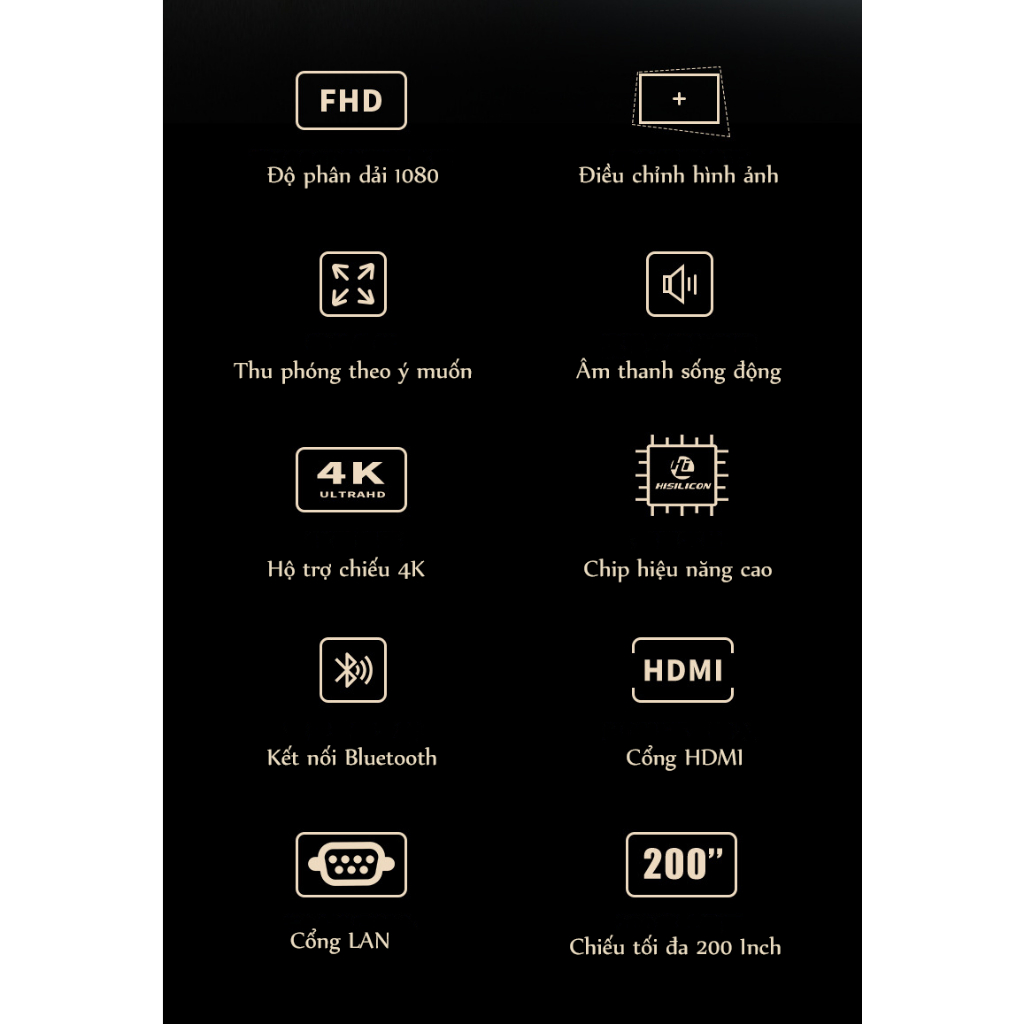 Máy Chiếu Mini KAW K860, Máy Chiếu Gia Đình Chính Hãng, Độ Sáng Cao 3500 Lumens, Độ Phân Dải 1080 Hộ Trợ 4K