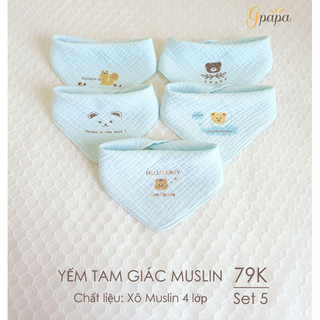 Yếm bấm cúc muslin cho bé