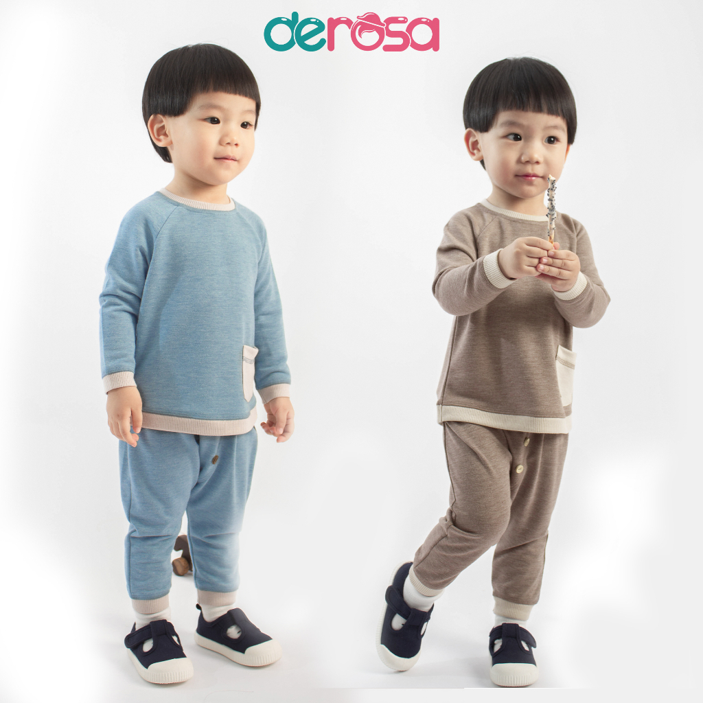 Bộ quần áo dài tay DEROSA KIDS cho bé trai bé gái từ 3 đến 18 tháng AWBBZ788B