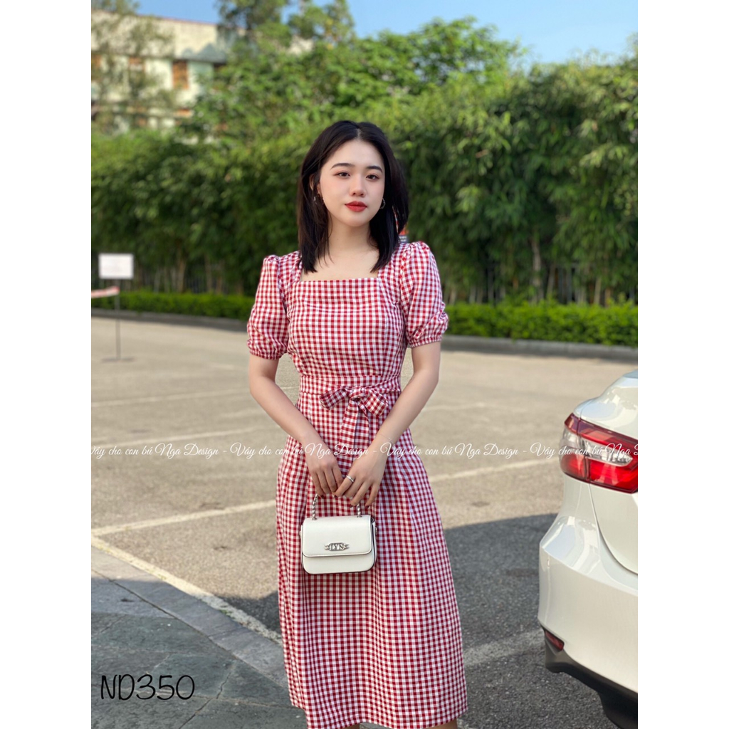 V09 Nga Design Váy cho con bú caro đỏ chất liệu lụa cao cấp tôn dáng