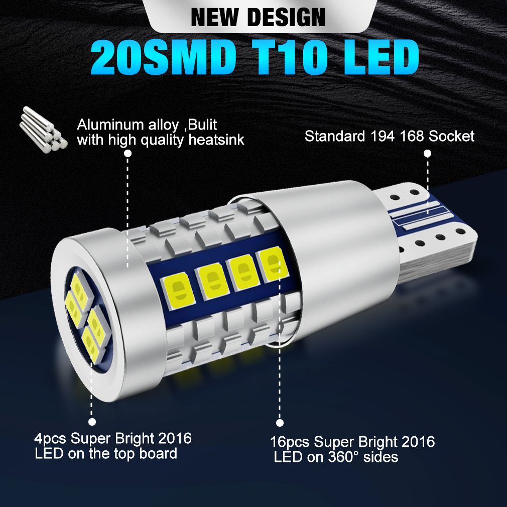 1 Đèn LED Canbus T10 W5W 2016 20smd Siêu Sáng cho Xe Hơi
