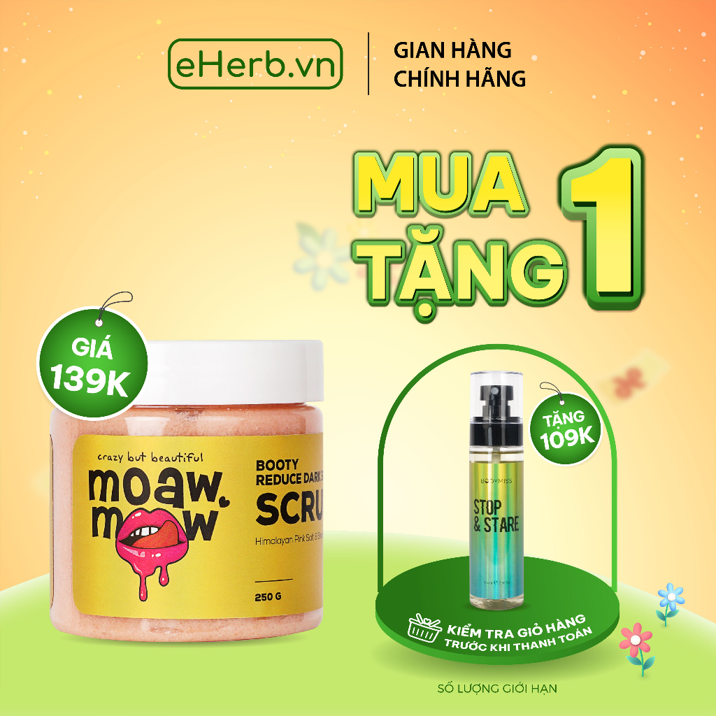 Muối tẩy tế bào chết da mông, lưng, cải thiện sáng da, mờ thâm mụn khoáng chất muối hồng himalaya MOAW MOAW 250g (hũ)
