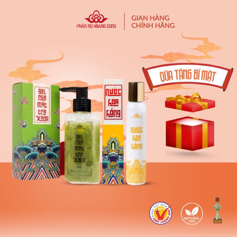 Combo Gel rửa mặt trà xanh và nước hoa hồng Phấn Nụ Hoàng Cung