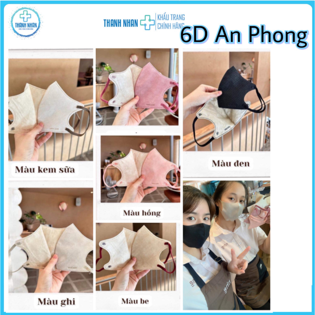 Combo 100 Cái Khẩu Trang 6D An Phong HD,Chất Liệu Cao Cấp,Dây Đeo Bản To