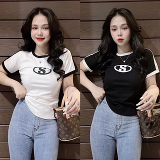 Áo thun baby tee viền chư s mới s3