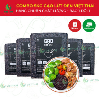 [Combo 5Kg Siêu Rẻ] Gạo Lứt Đen Việt Thái Organic 100% Hữu Cơ, Ăn Kiêng Eat Clean Thực Dưỡng Siêu Tiết Kiệm Ngon Loại 1
