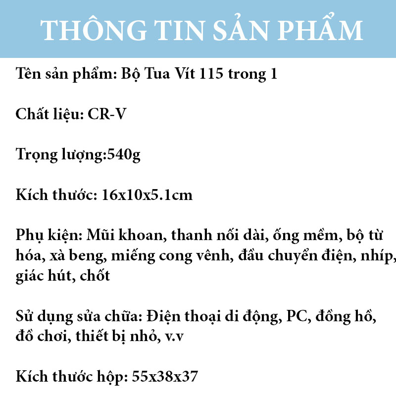 Bộ Tua Vít Đa Năng, Bộ Tua Vít 115 Món Sửa Chữa Điện Thoại, Laptop, Máy Tính, Camera Chuyên Nghiệp - BiiHOUSE