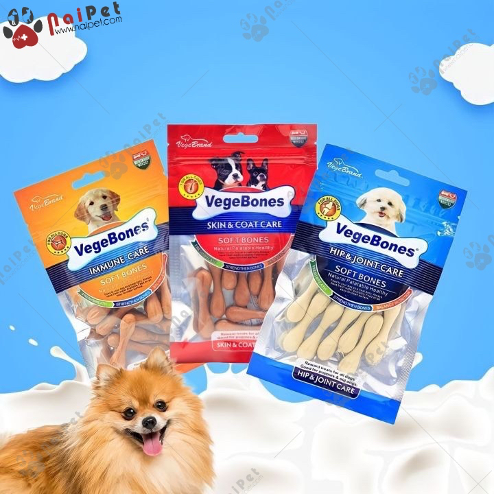 Đồ Ăn Vặt Xương Gặm Sạch Răng Mượt Lông Bổ Sung Canxi Hỗ Trợ Hệ Tiêu Hóa VegeBones 60g