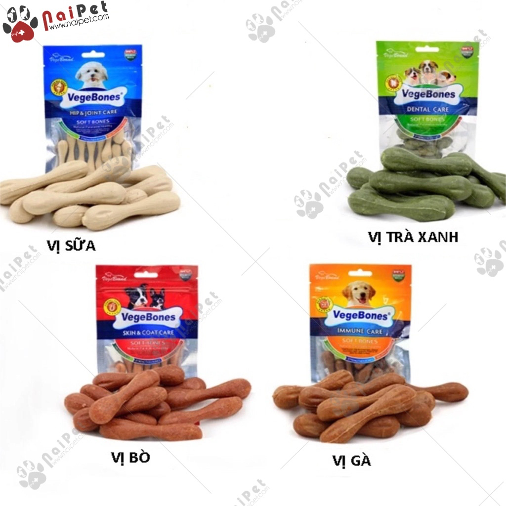 Đồ Ăn Vặt Xương Gặm Sạch Răng Mượt Lông Bổ Sung Canxi Hỗ Trợ Hệ Tiêu Hóa VegeBones 60g