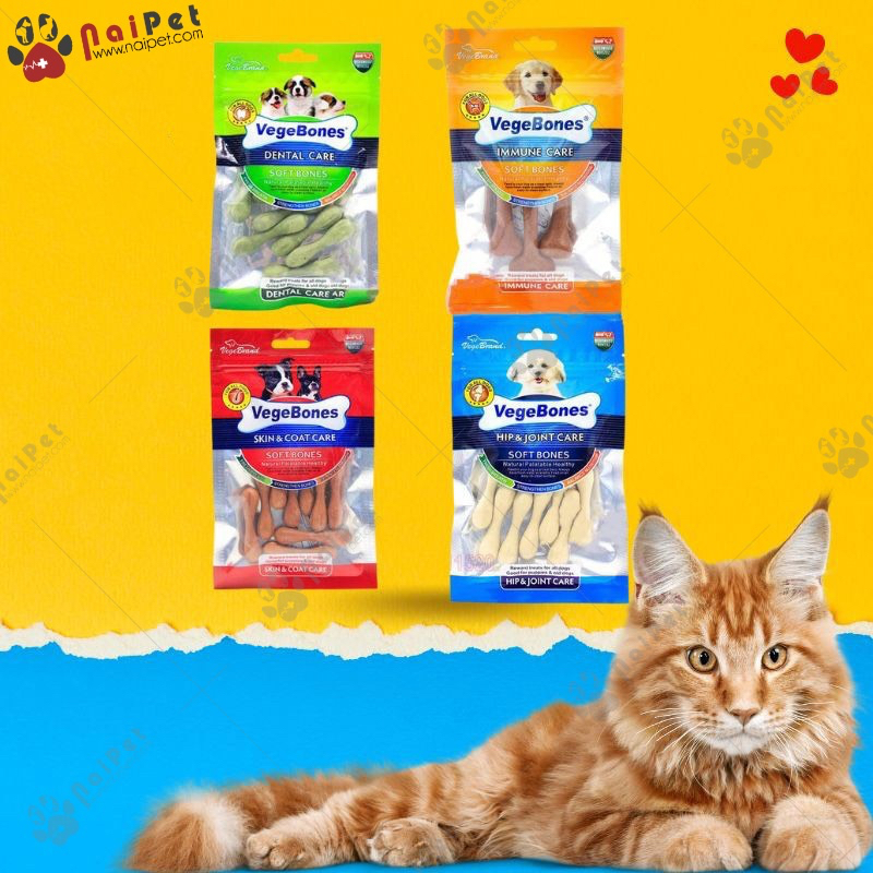 Đồ Ăn Vặt Xương Gặm Sạch Răng Mượt Lông Bổ Sung Canxi Hỗ Trợ Hệ Tiêu Hóa VegeBones 60g