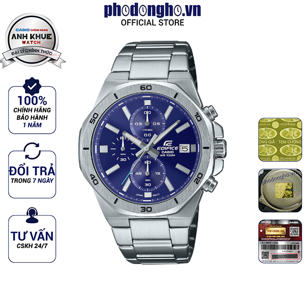 Đồng hồ nam dây kim loại EDIFICE chính hãng Casio Anh Khuê EFV-640D-2AVUDF