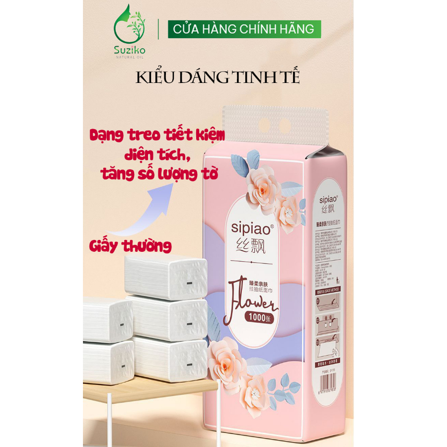 Khăn giấy rút treo tường kiểu dáng tinh tế sang trọng, giấy ăn lụa họa tiết dập nổi 3 chiều siêu thấm hút Suziko K12