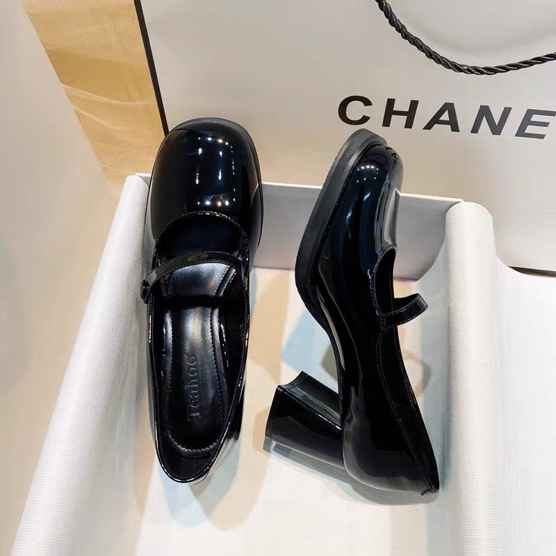 Giày búp bê Lolita gót vuông mũi tròn kiểu Hàn Quốc hàng đẹp