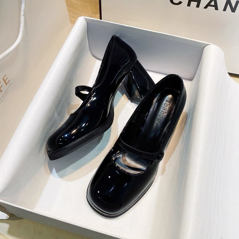 Giày búp bê Lolita gót vuông mũi tròn kiểu Hàn Quốc hàng đẹp