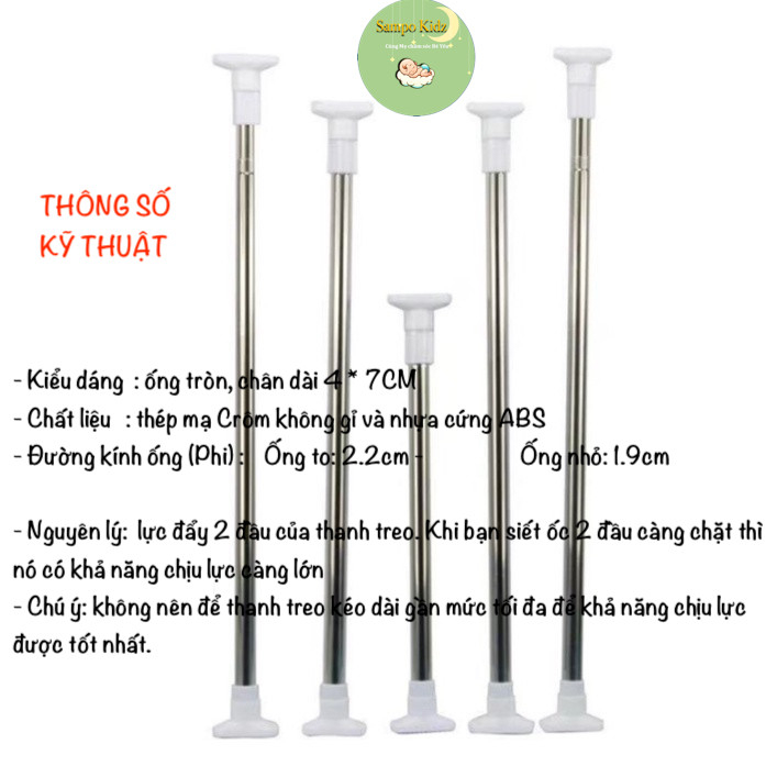 Thanh treo không cần khoan dài 50 - 70cm