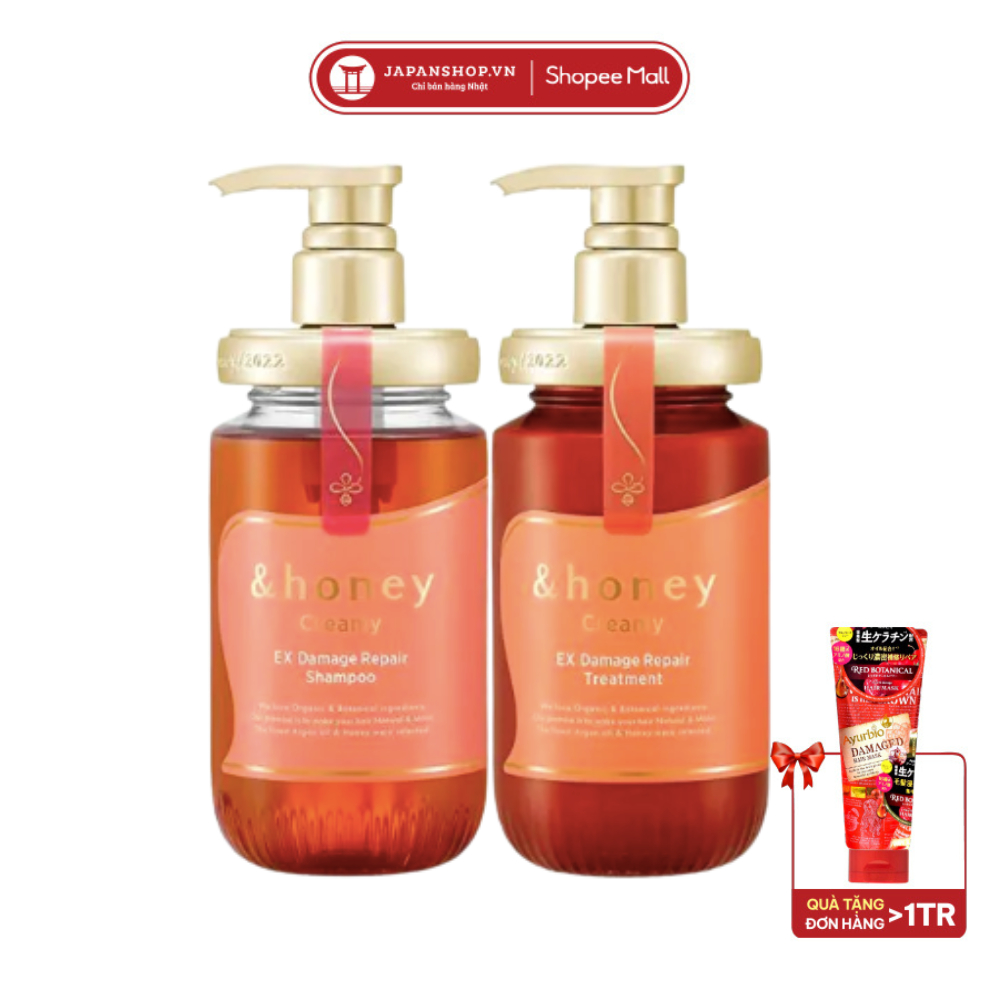 Combo gội xả phục hồi hư tổn hữu cơ thiên nhiên &Honey Melty Damage Repair made in Japan Nhật Bản