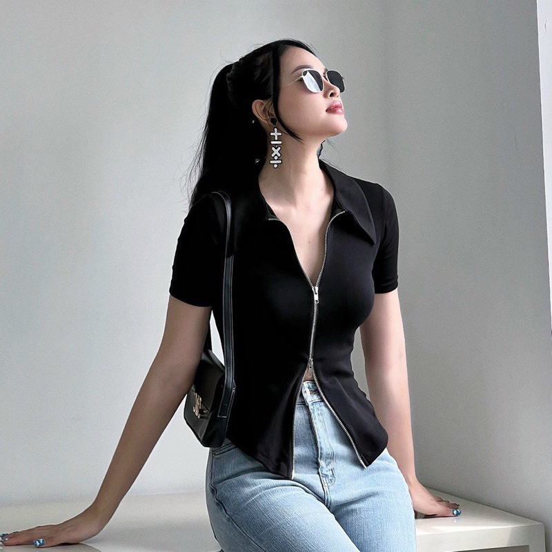 ÁO THUN DÂY KÉO HAI ĐẦU XẺ TRÊN DƯỚI K5