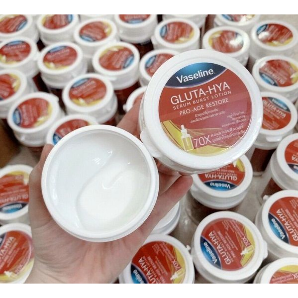 Kem kích trắng BODY Vaseline Pro-Age Restore Gluta-Hya Serum Burst Lotion 70x Trắng Da 200G, Thái Lan