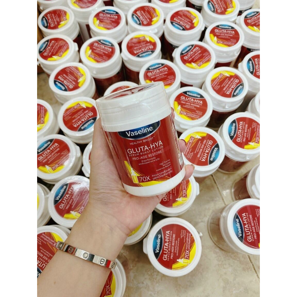 Kem kích trắng BODY Vaseline Pro-Age Restore Gluta-Hya Serum Burst Lotion 70x Trắng Da 200G, Thái Lan