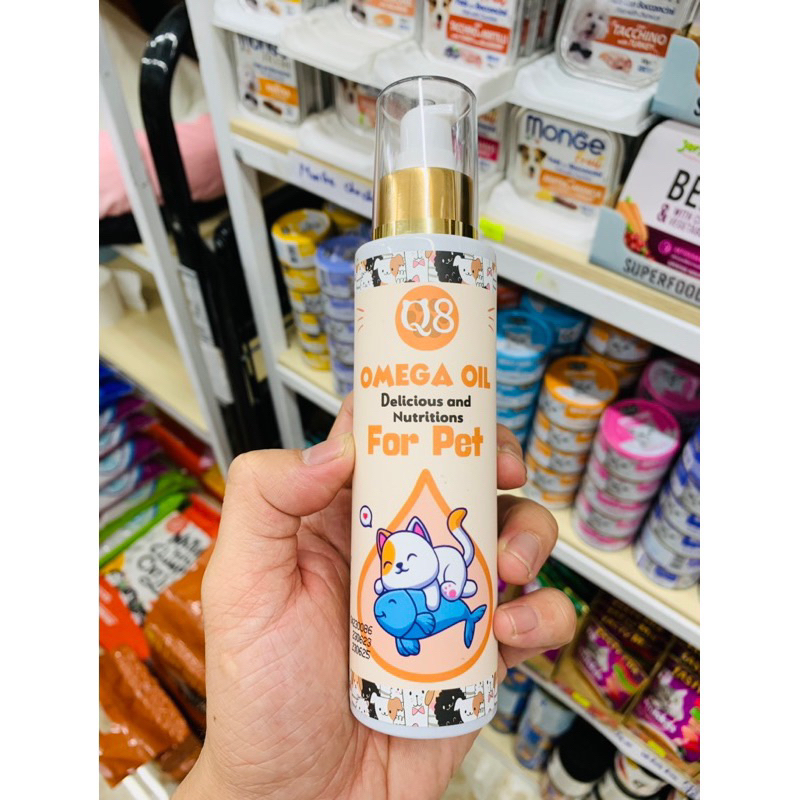 Dầu Cá Hồi Q8 150ml Cho Chó Mèo Chống Rụng Lông, Giúp Da Khỏe Mạnh ( Dầu cá Cho Chó - Dầu Cá Cho Mèo )