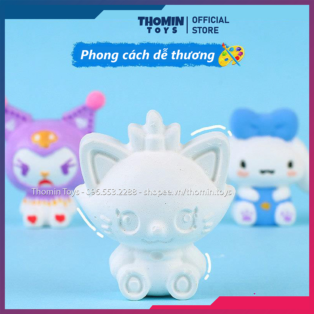 Bộ tô tượng thạch cao cho bé TẶNG KÈM màu và cọ, Set tượng tô màu mini có màu tô tượng bộ 6 màu acrylic