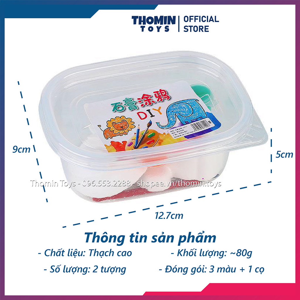 Bộ tô tượng thạch cao cho bé TẶNG KÈM màu và cọ, Set tượng tô màu mini có màu tô tượng bộ 6 màu acrylic