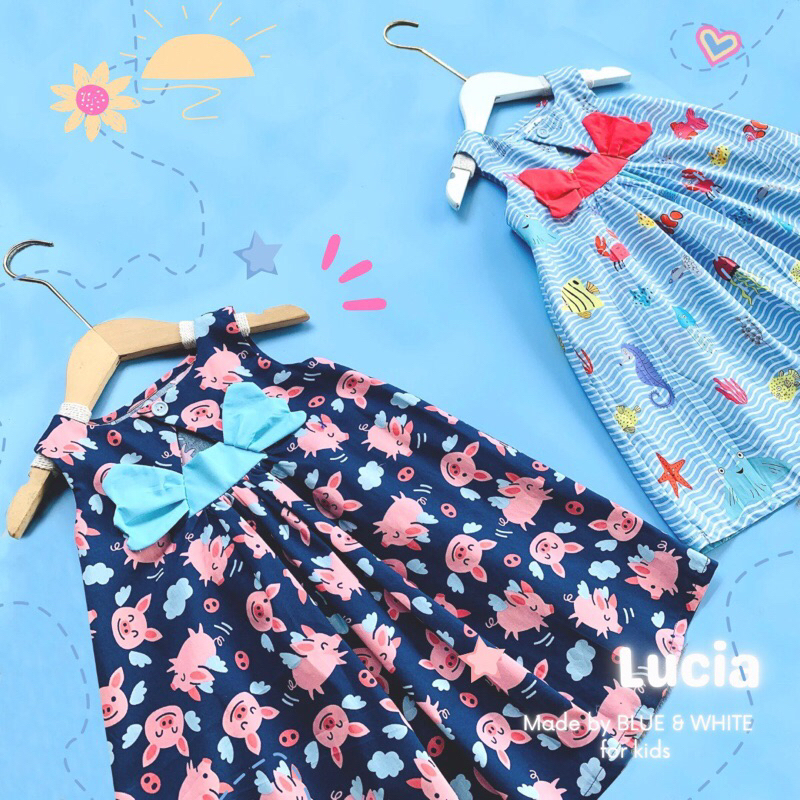 Đầm công chúa cho bé gái Lucia nơ, chất thô cotton thoáng mát