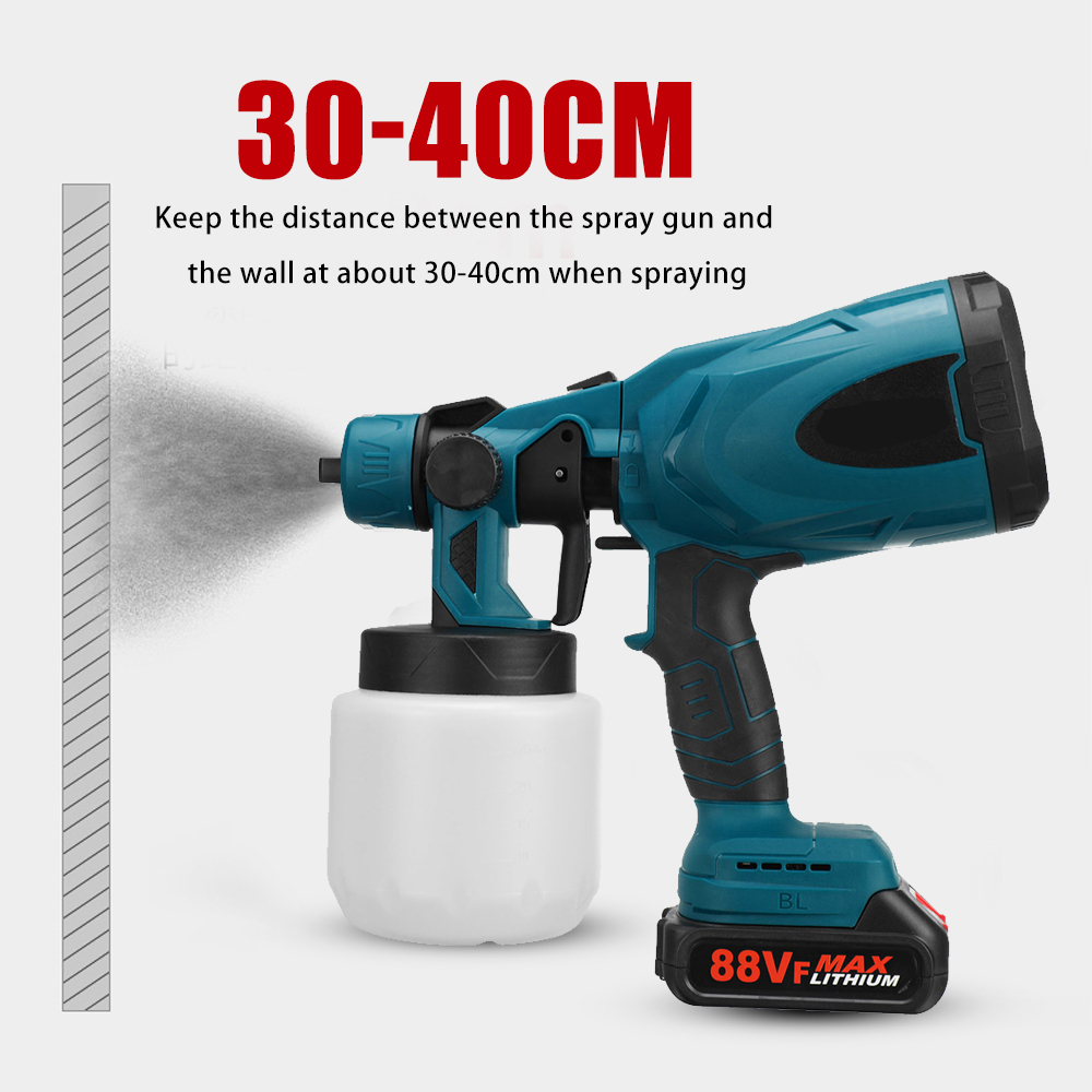 Máy Phun sơn dùng pin 450W，Máy Phun Sơn Cầm Tay,tặng kèm thêm 1 đầu béc 1.5 hoặc 1.8- Bảo hành 12 tháng
