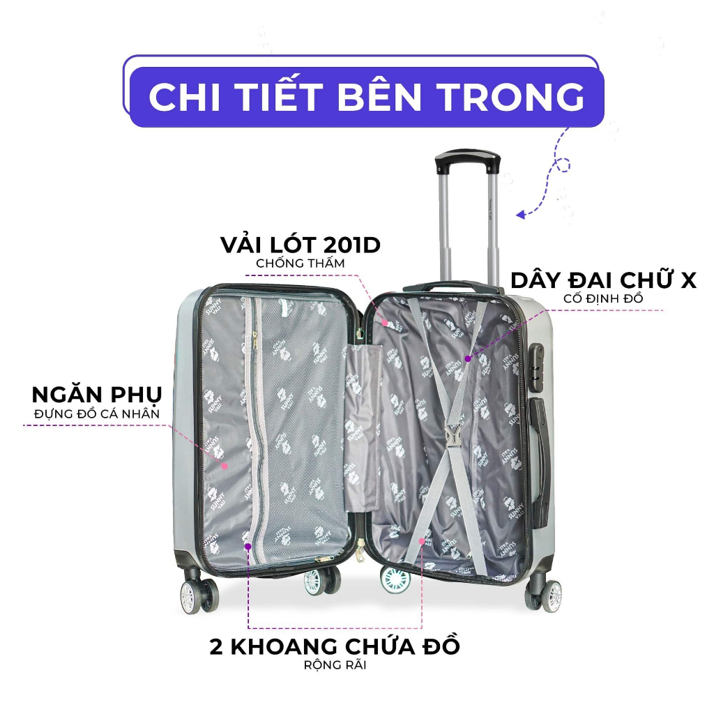 Vali kéo du lịch thời trang SUNNY TONAGO-TG516 (2 size 5 màu)